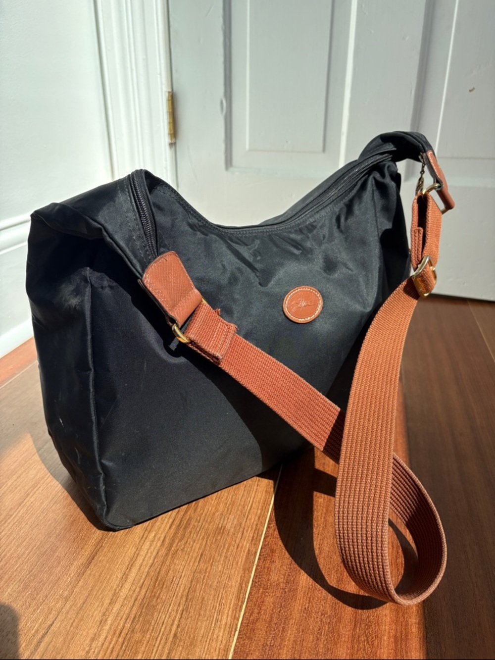 Longchamp Hobo Black and Brown Shoulder Bag Crossbody Bag